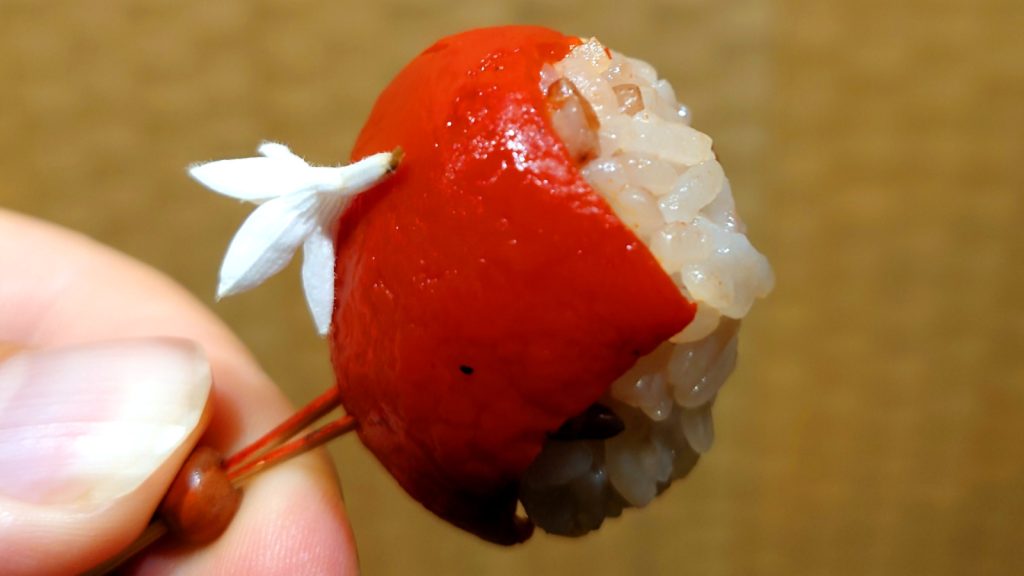 Red pepper sushi ball